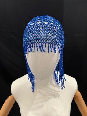Blue Beaded Fringe Headpiece